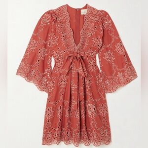 HANNAH ARTWEAR + NET SUSTAIN Riley tie-front broderie anglaise cotton mini dress
